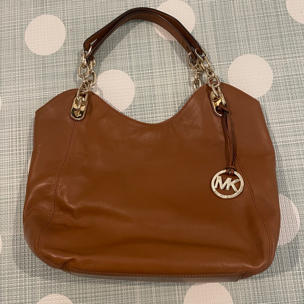 Michael Kors Napa Leather Bag Purse gold hardware Camel MSRP $398